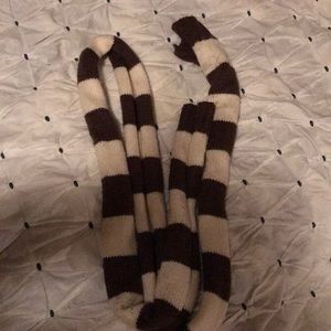 Skinny ivory white and brown scarf